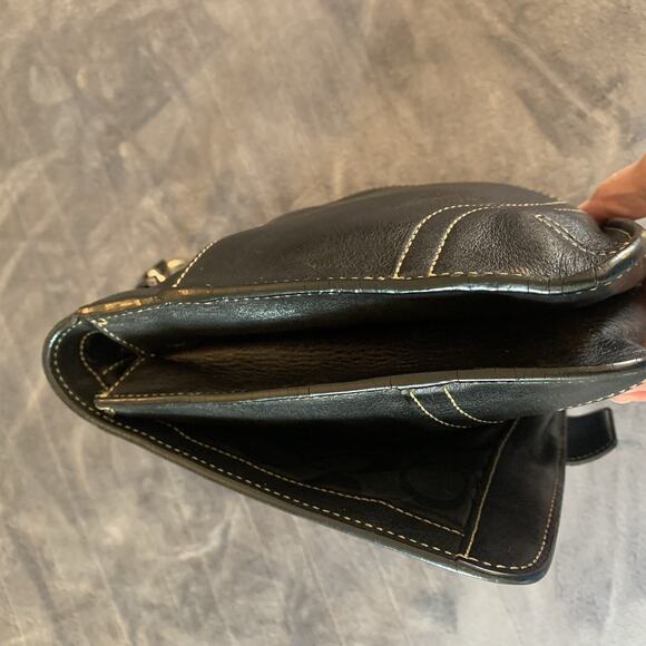 Coach 9741 Black Leather Soho Shoulder Bag, Handbag with Flap & Snap Closure - Picture 12 of 16
